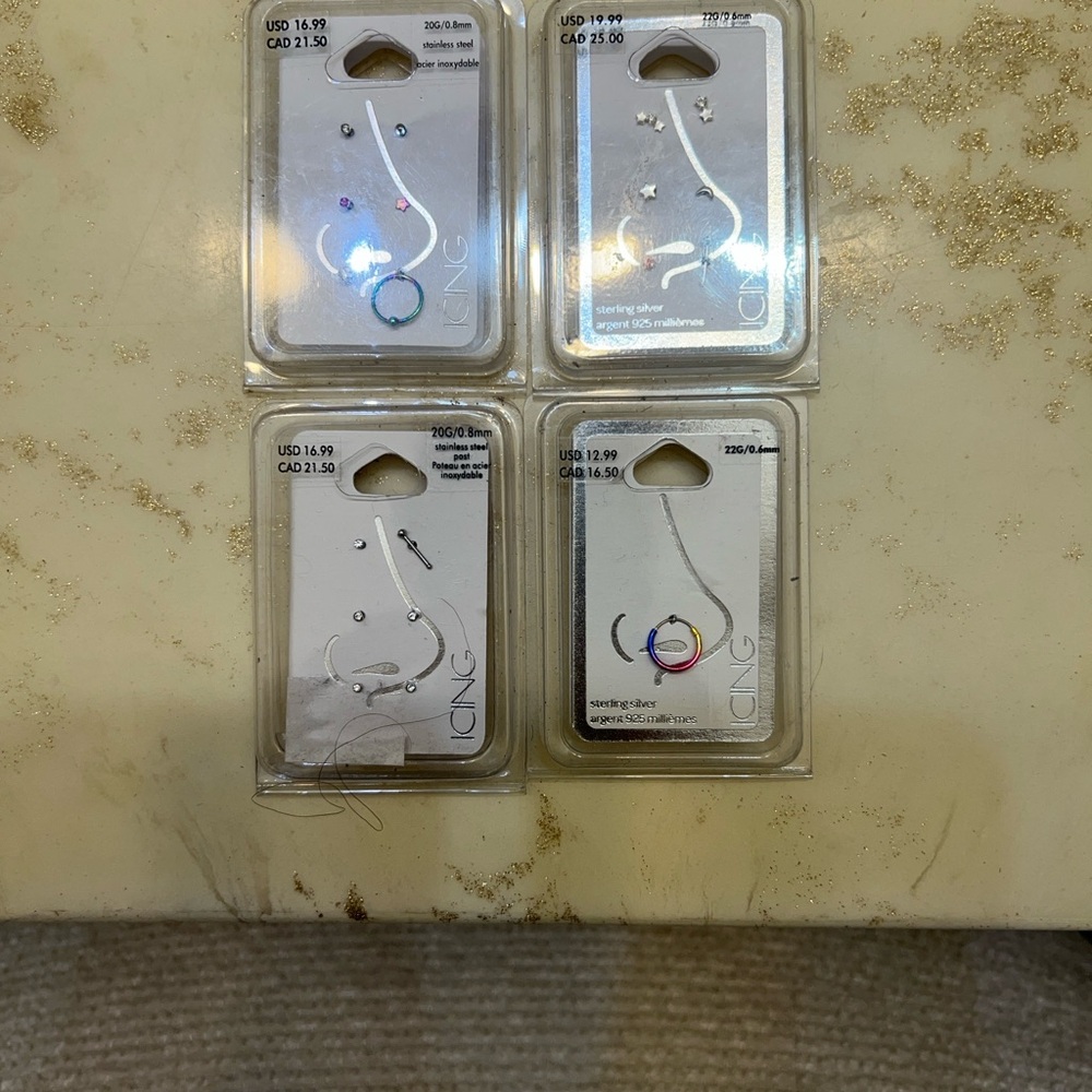 Icing Silver and Multicolor Nose Ring Set